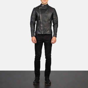 Faisor ODM <b>Biker</b> <b>Jacket</b> in Black Genuine Cowhide Leather Reversible with Coating XS to 6XL Sizes for Autumn Season - Product Image 3