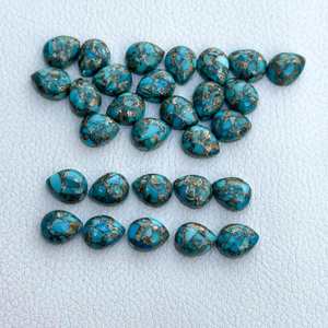 Calidad AAA Venta caliente Precio asequible Piedra preciosa natural Azul Cobre Turquesa 6x9mm Pera Cabujones Piedra preciosa suelta para joyería - Product Image 4