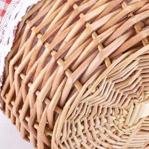 Panier en rotin tissé à la main de haute qualité, écologique, avec poignée, couvercle et doublure, moderne, pour le rangement, les fleurs, les aliments, les pique-niques, multi-usages - Product Image 4