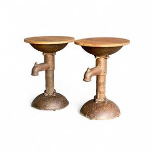 Industrial Design Iron and Wooden FTD <b>Stool</b> for Home Office Use - Product Image 1