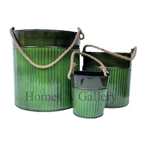 New Attractive Design Garden Decorative Planters Superior Quality Hammered Green Plant With Handle Garden Decor - Product Image 4