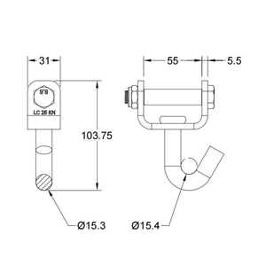 <span class=keywords><strong>Gancho</strong></span> de Seguridad Giratorio con Acabado de Zinc Forjado con Perno para Correa de Amarre de 2 Pulgadas para Fijación de Carga en Automóviles, Camiones y Remolques - Product Image 3