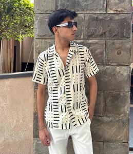 Camisa de estilo pakistaní con estampado de algodón para hombre Vestido de manga corta de verano con estampado de bloque de mano indio - Product Image 5