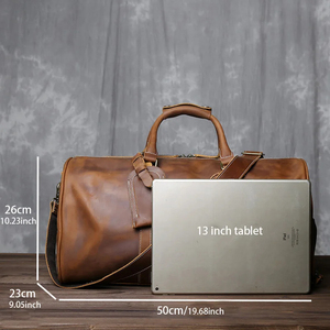 Leather Duffel Bag Weekender Travel Bag with Zipper Closure Brown Durable Design - Product Image 3