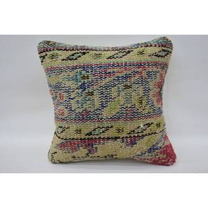 Almohada de lana con patrón Vintage Multicolor, cojín decorativo de 12x12 pulgadas, técnica de retales Kantha tejida - Product Image 1