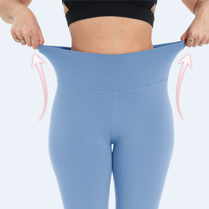 Leggings elásticos transpirables sólidos de cintura alta con logotipo personalizado para mujer, mallas de Yoga de Spandex/nailon para fitness - Product Image 2