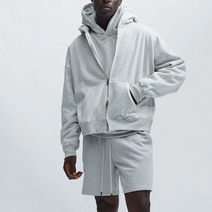 Sweat à capuche pour homme avec fermeture zippée et poches avant en polaire douce fermeture éclair prix de gros sweat à capuche réglable de couleur unie Logo personnalisé 2026 - Product Image 4