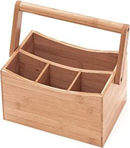 Custom Logo Cutlery <b>Holder</b> Kitchen Acacia Wooden <b>Utensil</b> Caddy Multiple Compartment Flatware Storage Caddy - Product Image 4