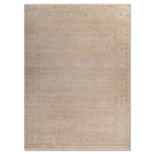 Alfombra de Lana Anudada a Mano Viscaya Ivory con Patrón Rectangular Abstracto/Medallón Tabriz para Sala de Estar, Pasillo, Hogar EA-1507 (CS-01) - Product Image 1