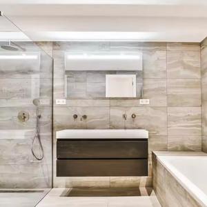 Enbl personalizar diseño listo hecho moderno lujo cuarzo baño vanidad montado en la pared espejo de acero inoxidable MDF lacado melamina - Product Image 4