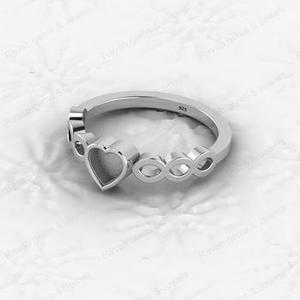 Anillo de Compromiso de Plata de Ley 925 Genuina de Alta Calidad con Engaste de Bisel de Media Marquesa de Corazón de 5x5 mm, Joyería Fina de Recuerdo - Product Image 3