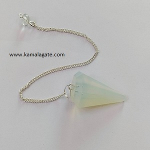 Venta al por mayor facetado opalito cristal péndulo ágata piedra preciosa radiestesia Reiki curación péndulo con Chakra estilo bola tema - Product Image 2