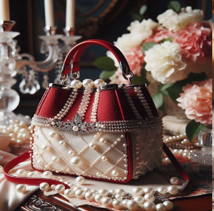 Bolso cubo elegante con bordado floral dorado y cobre brillante. Glamour moderno. Disponible a precios de mayoreo. - Product Image 3