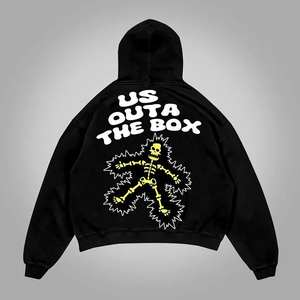 Sudadera con Capucha de Forro Polar sin Bolsillos, Estilo Urbano, Estampada, 600 GSM, 100% Algodón, para Invierno - Product Image 1