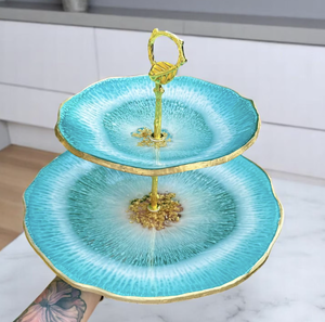 Three Tier <b>Resin</b> Cake Dessert Stand for Serving Metal Tools Round Plate With Epoxy <b>Resin</b> Cake Stand - Product Image 2