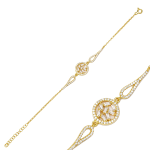 Dainty Round Baguette Cluster <b>Charm</b> Women Bracelet Turkish Handmade Wholesale 925 Sterling Silver Jewelry - Product Image 1