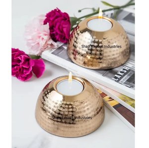 Bougeoir chauffe-plat en laiton massif fini or pour la décoration de la maison et du mariage - Product Image 6