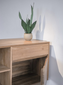 Mesa de bar de madera de teca de diseño moderno minimalista para interior y exterior para hotel, restaurante, cafetería o isla jardín, tapa para servir vino - Product Image 3