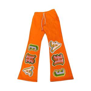 Alta calidad al por mayor personalizado 100% algodón 3D Puff estampado acampanado pantalones de chándal hombres Jogger pantalones letras espuma estampado Vintage Joggers - Product Image 1