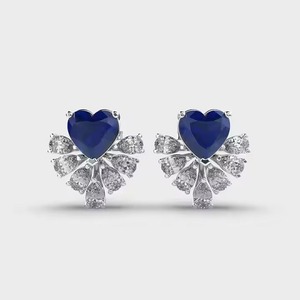 High on Demand Heart Shape 18K Solid Gold DEF VS Round Brilliant Cut Lab Grown Diamond Stud Earrings Ready to Ship - Product Image 1