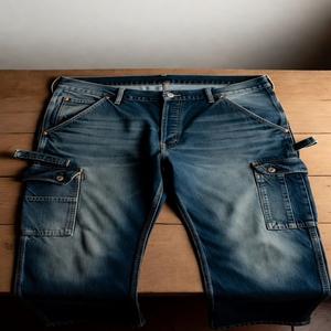 Jeans en denim tissé robuste délavé pour homme, coupe droite, style streetwear |   Vêtements de travail personnalisés avec logo OEM en gros - Product Image 5