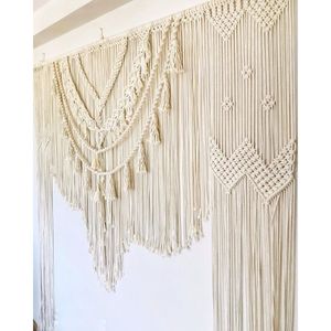 Handmade Bohemian Curtain for Living Room Rattan Wall Hanging Abstract Art <b>Decor</b> Wedding Wall Backdrop for Home Restaurant Use - Product Image 2