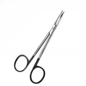 Ciseaux professionnels de haute qualité Super Cut Sharp Iris droit rond Patren 10.5cm en acier inoxydable argent avec finition noire - Product Image 1