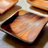 Bol en bois d'acacia artisanal petit bol carré pour collations, bijoux ou décoration intérieure