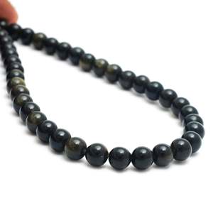 Cuentas Sueltas Redondas de Obsidiana Negra Natural, Tira de Gemas de 15 Pulgadas para Fabricación de Joyas, Venta al Por Mayor de Moda - Product Image 3