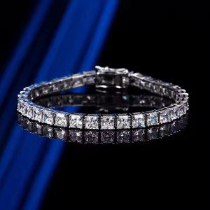 Classic 3 MM Moissanite Tennis <b>Bracelet</b> Princess Cut 925 <b>Silver</b> & 10K Gold for Everyday Wear & Celebrations for Parties Gifts - Product Image 3