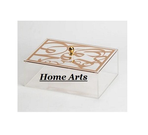 Bandeja de madera para servir postres con asas de aluminio y tapa acrílica Bandeja de dulces de color marrón de diseño fantástico - Product Image 2