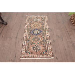 Turkish Vintage Small Rug 1.9x3.8 ft, <b>Brown</b> Southwestern Rug <b>Wool</b> - Product Image 1
