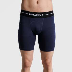 Calzoncillos bóxer de compresión para hombre GA, color azul marino, corte ajustado, tiro medio, tejido de punto con elastano, logotipo en la cintura - Product Image 1