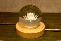 Grande Promotion: Veilleuse Sphère de Cristal 3D avec Base LED pour Décoration Maison et Salon