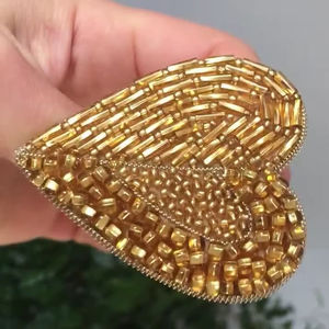 Broche en coton perlé en forme de tranche de citron faite à la main, perles, strass, broche de fruits tendance pour vêtements, sacs, accessoires G - Product Image 4