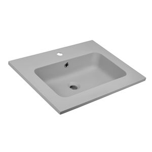 Lavabo Encastrado de Resina Gris Ceniza Mate 81x46x16,5 cm Paquete de 1 - Product Image 2