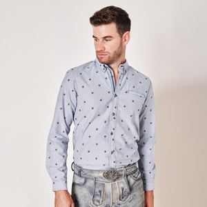 เสื้อเชิ้ตบาวาเรียนแขนยาวทรงปกติสำหรับผู้ชาย ผ้าฝ้าย ทรงเข้ารูป ลายตาราง ติดกระดุม บริการ OEM - Product Image 1