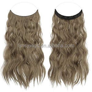 Extensions de cheveux en fil invisible avec fil synthétique réglable cheveux bouclés longs ondulés <span class=keywords><strong>Secret</strong></span> postiches pour les femmes - Product Image 4