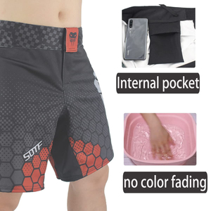 Shorts de MMA et de kickboxing pour hommes, impression numérique, couleurs et logo personnalisés, spandex/polyester, légers, séchage rapide, respirants, vente en gros - Product Image 4