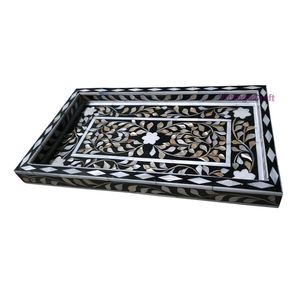 Plateau de service en incrustation d'os de forme carrée Décoration multicolore pour la maison et l'hôtel pour les occasions de Noël - Product Image 2