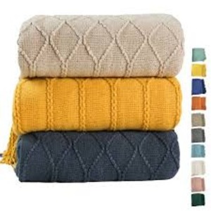 100% Cotton Thermal Blanket Herringbone Weave Super Soft Cozy Blankets <b>Bed</b> Blanket <b>for</b> All Seasons Comfort and Warmth in India - Product Image 6