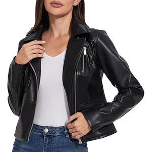 Chaqueta de cuero de cordero negro para hombre a la moda con cuello levantado estilo Vintage abrigo de invierno logotipo frontal cierre de cremallera diseño paquistaní - Product Image 2