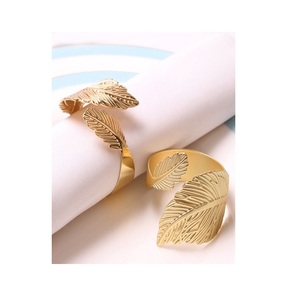 Anillo de servilleta de Latón chapado en oro en relieve diseño de palmera dorada, accesorios decorativos para vajilla, barato - Product Image 6