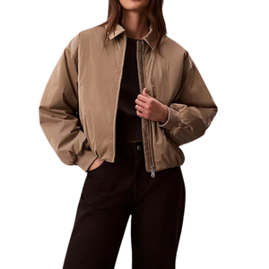 Padded Finished Woven <b>Lightweight</b> Windproof Warm Zip-Up Winter Outerwear Casual Stylish <b>Womens</b> Bomber <b>Jacket</b> - Product Image 6