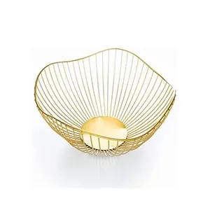 Mangkuk buah logam berlapis emas jaring kawat besi kualitas tinggi mewah grosir harga rendah mangkuk langsung pabrik India