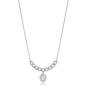 Forma ovalada CZ piedra diseño minimalista elegante encanto collar 925 Plata joyería al por mayor artesanía turca - Product Image 5