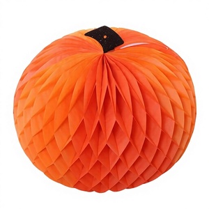 Décoration de table en forme de citrouille en papier nid d'abeille écologique pour la fête d'Halloween - Product Image 1