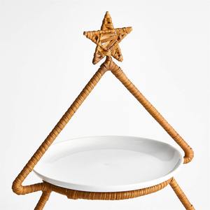 Place plate rattan <b>Christmas</b> <b>tree</b> decor <b>modern</b> handcrafted holiday ornament sustainable Vietnam OEM ODM decorative sculpture - Product Image 3