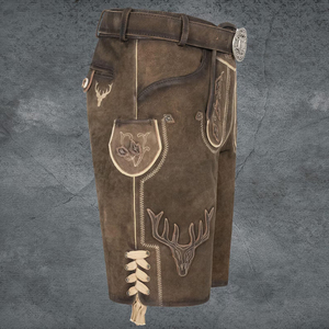 Lederhosen bavarois authentique pour hommes Oktoberfest allemand de qualité supérieure Shorts traditionnels en cuir suédé pour acheteurs de gros vêtements - Product Image 4