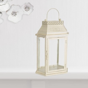 Faroles de Vela Modernos Hechos a Mano en Acero Inoxidable Repujado para Bodas y Navidad en Casa - Color Marfil - Product Image 4